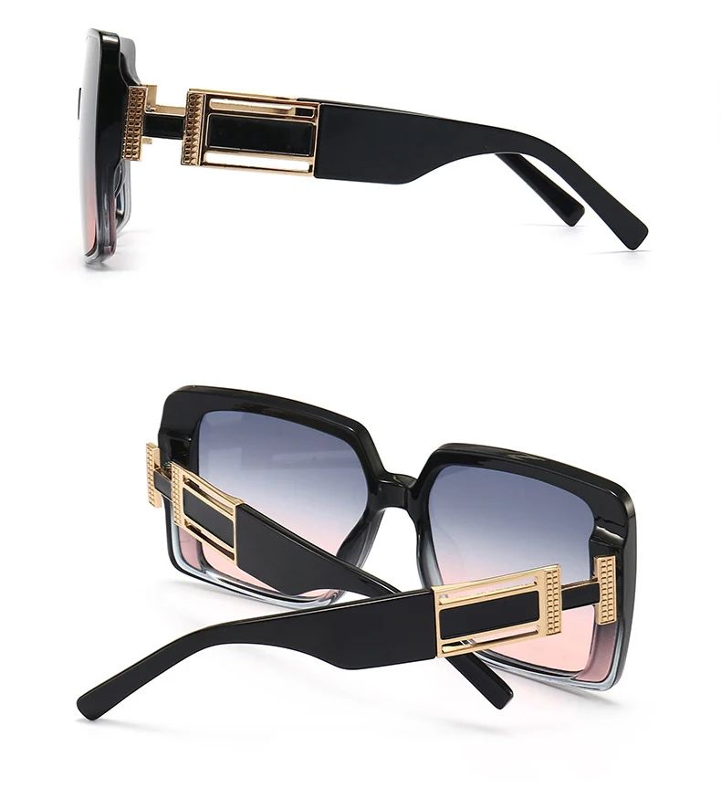 نظارة شمسية بإطار مربع مع لمسات ذهبية