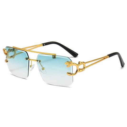 نظارة شمسية فاخرة بإطار ذهبي وعدسات متدرجة
